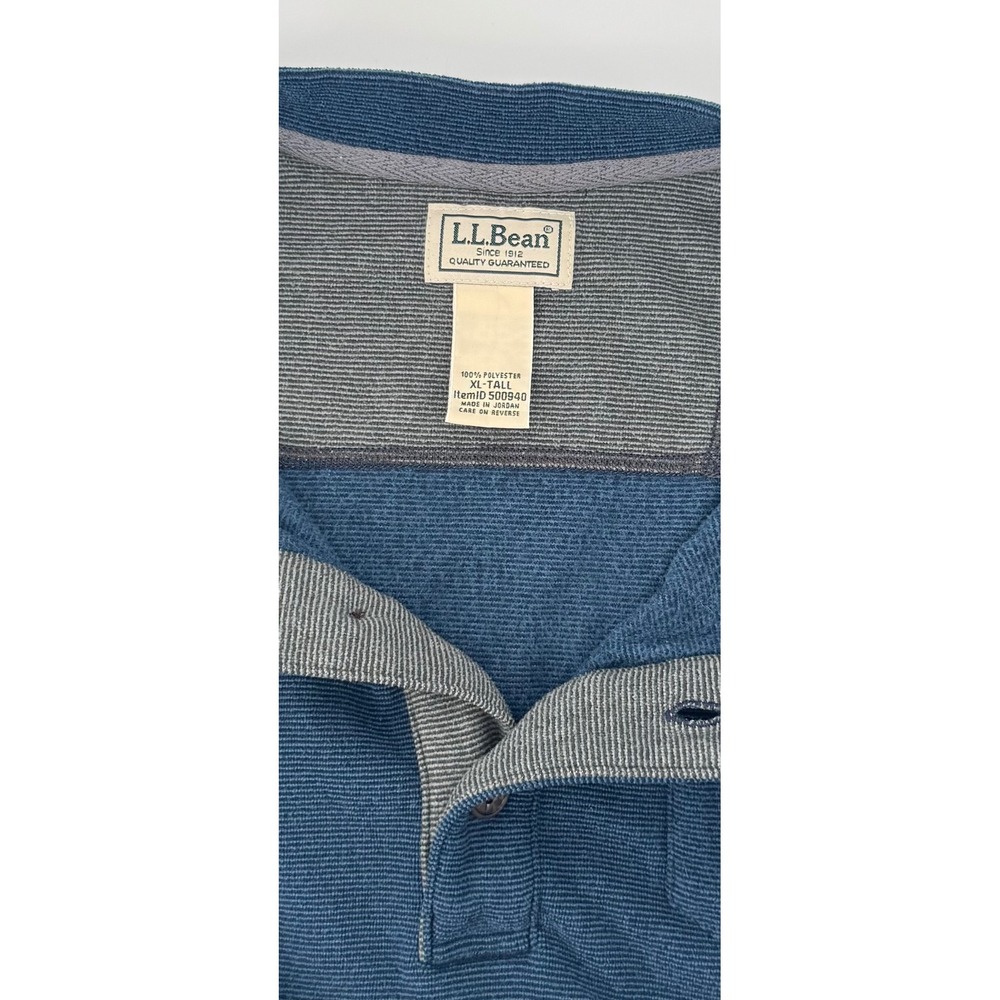 LLBean Mens Blue Striped Long Sleeve Henley Pocket Shirt XL Tall - Picture 6 of 6